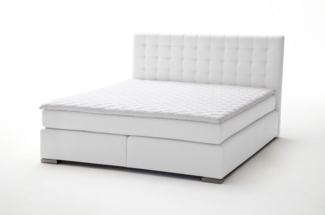 Boxspringbett Lenno - Kunstleder Weiß H3 200x200 cm