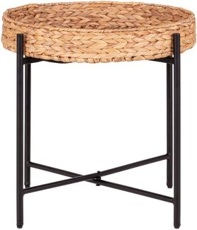 Beistelltisch >Naro< in Schwarz / Natur, Wasserhyazinthe - 50 x 48,5 x 50 cm (BxHxT)