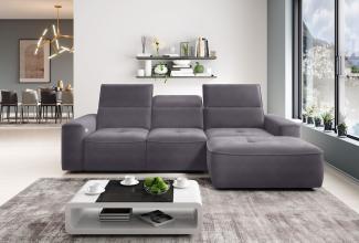 Stylefy Colton MINI Ecksofa Kunstleder Silber Rechts