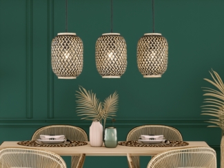 Fischer & Honsel 60706 Pendelleuchte Hummel 3-flammig schwarz natur E27