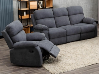 Vente-unique - Relaxgarnitur 3+1 - Stoff - Anthrazit - TOLZANO