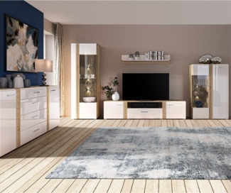 Lomadox Wohnzimmer-Set AKRON-131, (Mega-Spar-Set, 5-St, 5-tlg), Wohnzimmermöbel Vitrine, Highboard, Lowboard, Sideboard, Wandboard