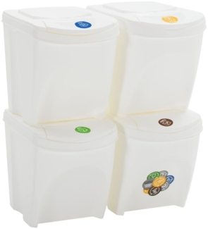 vidaXL Stapelbare Mülleimer 4 Stk. Weiß 100 L Polypropylen 152201