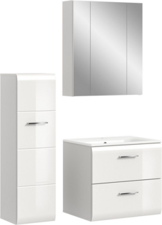 INOSIGN Badezimmer-Set, (Set, 4-St), Florenz, Badkombination 4-tlg, Weiß hochglanz, inkl. Waschbecken