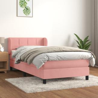 vidaXL Boxspringbett mit Matratze Rosa 90x190 cm Samt 3127468