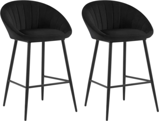 EUGAD Barhocker (2 St, 2er), gepolstert, Samt, mit Metallbeinen, Fußstütze