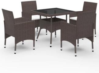 vidaXL 5-tlg. Garten-Essgruppe Poly Rattan und Hartglas Braun 3095913