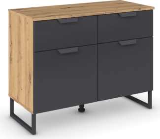 rauch Kombikommode Dark&Wood by Aditio, im Industrial Style mit Kufenfuß, 2 Schubladen mit Softclose-Funktion