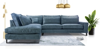AX LIVING Eckcouch blau Castellio Wohnlandschaft L Form 314 cm L