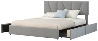 REDOM Bett Doppelbett Gästebett Gepolsterte Betten (Polsterbett Kingsize,mit 4 Schubladen, verstellbarem Kopfteil, Samtbezug und robustem Holz-Metallrahmen, 160*200cm), Ohne Matratze