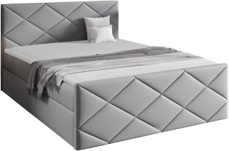 Mirjan24 Boxspringbett Alpiry, Hellgrau, 160 x 200 cm, Webstoff