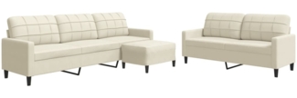 vidaXL 3-tlg. Sofagarnitur mit Kissen Creme Samt 3278489