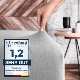Wolkenfeld Spannbettlaken 100% Baumwolle - Superweiches Bettlaken für Matratzen von 5 bis 20cm, Gummizug: Starker & Flexibler Super-Stretch Gummizug für maximalen Halt, Rutschfest & Blickdicht - 90x200, 140x200, 160x200, 180x200 200x200