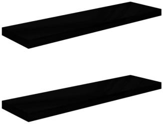 vidaXL Schweberegale 2 Stk. Hochglanz-Schwarz 90x23,5x3,8 cm MDF 323776