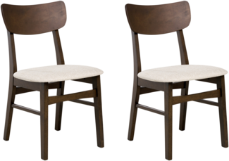 Esszimmerstuhl 2er Set ANOKA Holz Dunkelbraun Beige