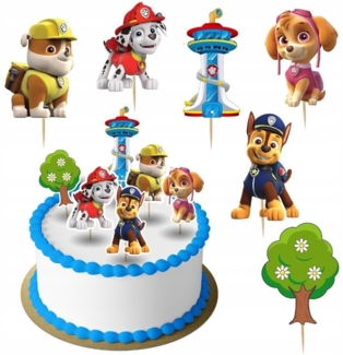 Festivalartikel Tortenstecker PAW PATROL Topper Set 6 Stk Geburstag Torten Deko Kuchen Junge