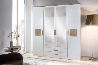 Kleiderschrank >KAERNTEN< (BxHxT: 179x199x58 cm) in WEISS + HIRNHOLZ-NB