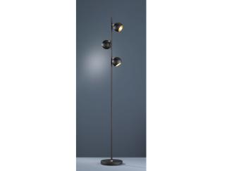 LED Stehleuchte Metall Schwarz matt mit 3 Spots schwenkbar, Höhe 155cm