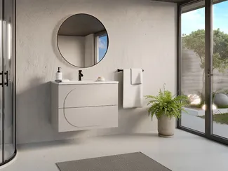 Vente-unique - VUTOMA Waschbeckenmöbel Holz, Platte Beige - B 46 cm x H 60 cm x L 80 cm