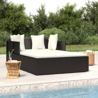 vidaXL Sonnenliege mit Kissen Schwarz 182x118x63 cm Poly Rattan 362267