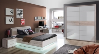 Jugendzimmer komplett sandeiche / weiß Hochglanz 4-teilig