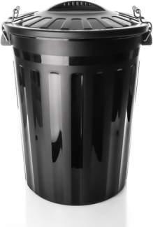 BigDean wetterfeste Universaltonne mit Deckel Schwarz und 2 Tragegriffen + Clip Verschluss auch als Mülltonne – Regentonne und Futtertonne geeignet für Indoor + Outdoor geeignet - Made in Europe