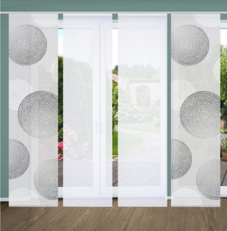 HOME in green Schiebegardine GINNO, Paneelwagen (4 St), halbtransparent, SET DIGITALDRUCK,BAMBUSOPTIK RECYCELT