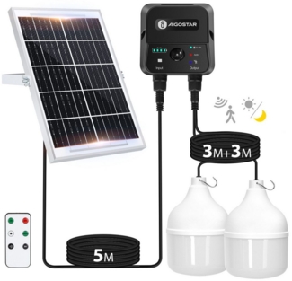 Aigostar LED Solarleuchte Aigostar Solarlampe für Außenbereich 11M Kabel, mit Fernbedienung, Sensorschalter, LED fest integriert, Kaltweißes Licht