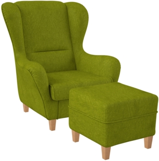 Supellex Sofia Ohrensessel mit Hocker | Design Vienna Hellgrün