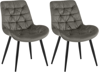 CLP 2er Set Esszimmerstuhl Rossford Samt I Stuhl mit Lehne,anthrazit
