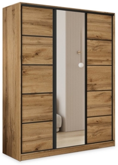 Masseno Schwebetürenschrank PINA Kleiderschrank mit Spiegel und Schubladen Schlafzimmerschrank