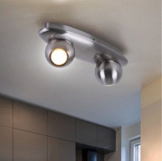 Deckenleuchte in silber mit zwei drehbaren Spots NORBELLO