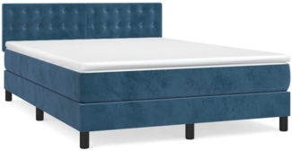 vidaXL Boxspringbett mit Matratze Dunkelblau 140x190 cm Samt 3141543