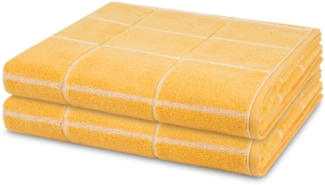 Ross Sensual Skin Karo 2 tlg. Frottier-Set - 2 X Duschtuch (75 X 140cm) - 500 - Ginster