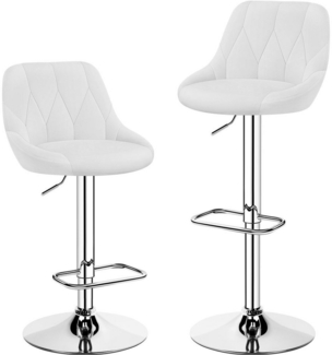 Yaheetech Barhocker (2er), Verstellbare Sitzhöhe 61,5 cm - 83 cm Polsterhocker mit Fußstütze