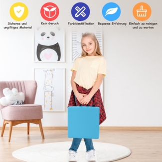 6er Set Kinder Stuhlkissen mit Griff Bodenkissen mit Reißverschluss Quadrat Hellblau