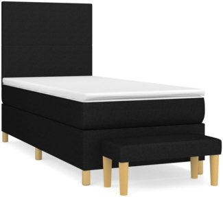 vidaXL Boxspringbett mit Matratze Schwarz 90x190 cm Stoff 3136959