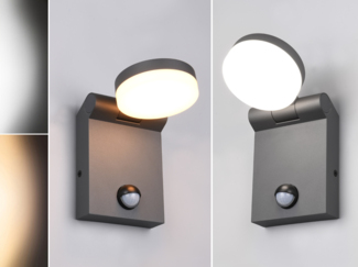2er Set LED Außenwandleuchten Höhe 19cm, Schwarz mit Bewegungsmelder