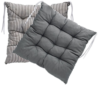 LILENO HOME Stuhlkissen - Wende Sitzkissen für Gartenstuhl oder Küchenstuhl 40x40x6 cm, Bequeme Indoor u. Outdoor Stuhlauflage als Stuhl Kissen Anthrazit