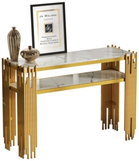 OKWISH Beistelltisch Mid-Century (Konsolentisch, Flurtisch, 1-St, doppellagiges MDF), mit goldenen Beinen