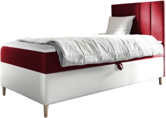 Boxspringbett Chapeni 'Junior 1' rot 80 x 200 cm Rechts