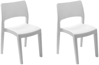 Dmora 2er-Set Gartenstühle Zircone, Gartensitz, Für drinnen und draußen, Stapelbar, Made in Italy, 50x51 h82 cm, Weiß