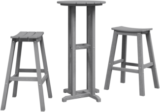 vidaXL 3-teiliges Garten Bar Set Hellgrau HDPE 3335803