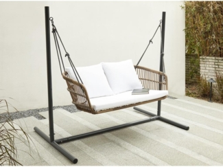 Vente-unique - Gartenschaukel 2-Sitzer - Polyrattan - Helle Naturfarben - NUVEA von MYLIA