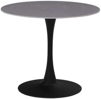 Hela Tische, Esstisch Rund Paola, Dekor Marmoroptik, Steinplatte-Sintered Stone 16mm Matt Grau, Maß Ø90x75 cm