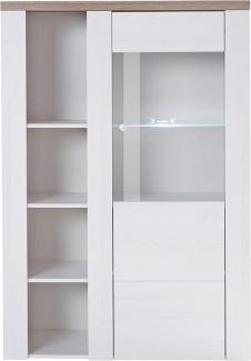 Vitrinenschrank Larona Highboard 100x37x145cm sibiu weiß eiche sägerau dunkel