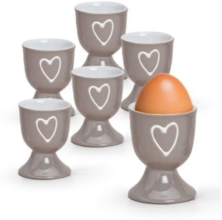 matches21 HOME & HOBBY Eierbecher, (6-tlg), Runde Keramik Ei-Halter als lustige Frühstücks-Eier Tisch-Deko