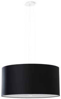 Pendelleuchte, Schwarz, Weiß, Stoff, Glas, Stahl, H 110 cm