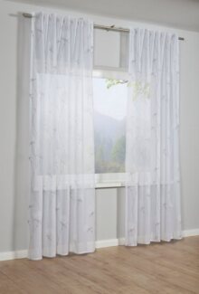 GARDINIA Gardine Schal mit Gardinenband Snowvoile mit Blütendruck, verdeckte Schlaufen (1 St), transparent, Stoff Snowvoile mit Blütendruck