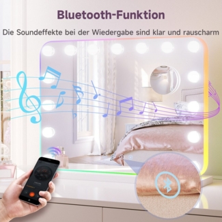 SONNI Schminkspiegel Kosmetikspiegel Hollywood Spiegel, 3 einstellbare Leuchten 58X45.5cm